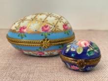 Pair of Egg Limoge Trinket Boxes