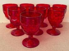 Set of 8 Red Glass Drinking Goblets