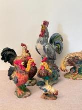 Group of Ceramic and Composite Chicken Figures