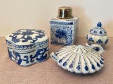 Group of Asian Blue and White Ceramic Pieces