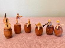 Set of Vintage Mini Figures on Barrels