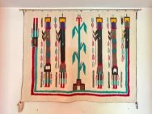 Vintage Authentic Navajo Yei Handwoven Rug