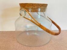 Wicker Handled Glass Jar