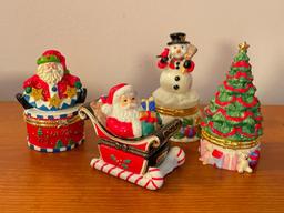 Group of Christmas Trinket Boxes