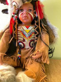 Bisque Head Native American Doll