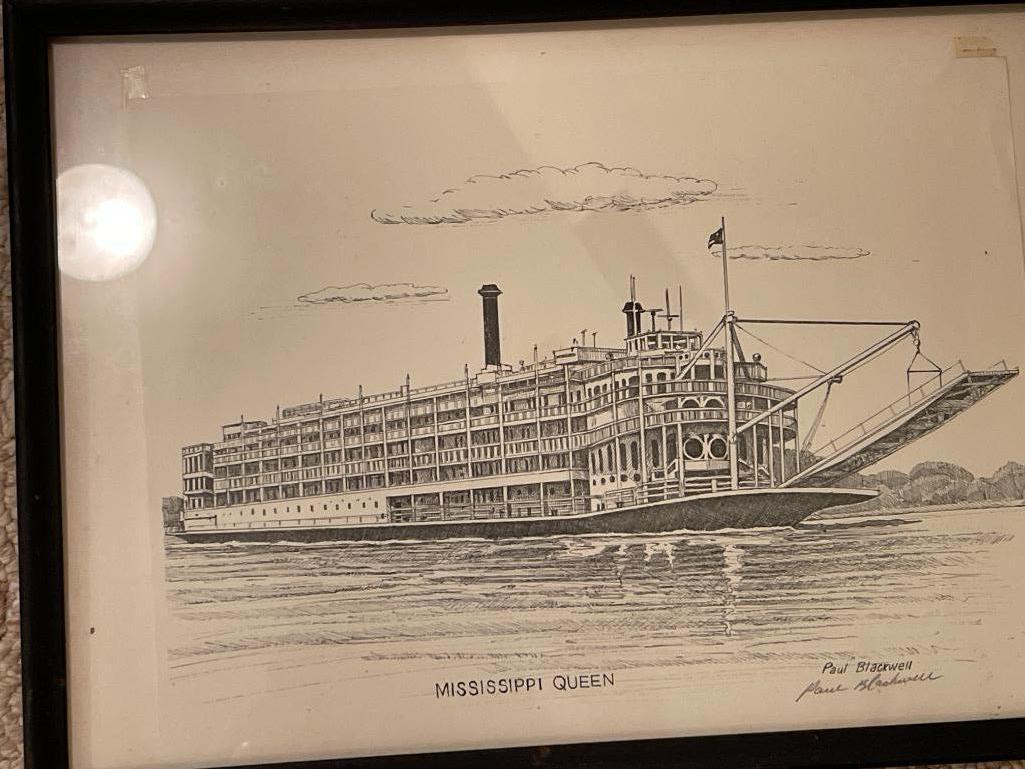 Vintage Framed Print Drawing - Signed by Artist