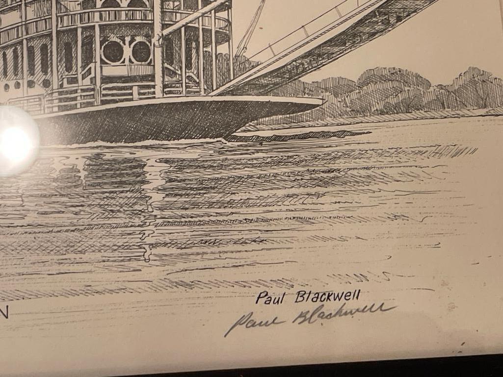Vintage Framed Print Drawing - Signed by Artist