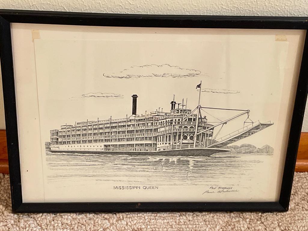 Vintage Framed Print Drawing - Signed by Artist