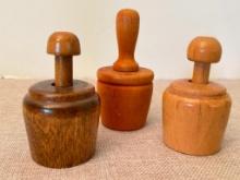 Collection of 3 Small Antique Wooden Butter Molds