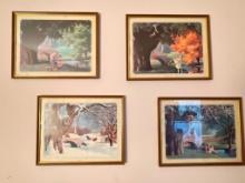 Set of 4 Vintage Framed Paul Dentlefren Prints