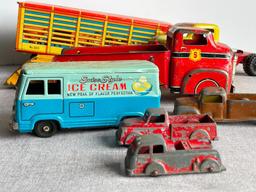 Group of Vintage Tin Toy Cars - All with Damage