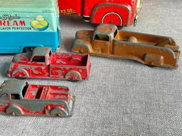 Group of Vintage Tin Toy Cars - All with Damage