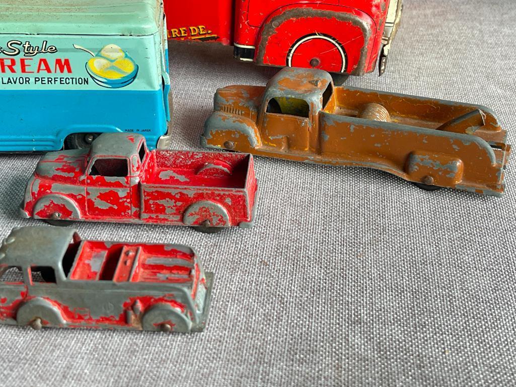 Group of Vintage Tin Toy Cars - All with Damage