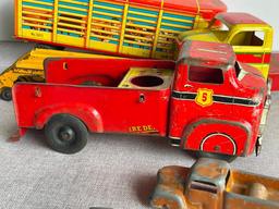 Group of Vintage Tin Toy Cars - All with Damage