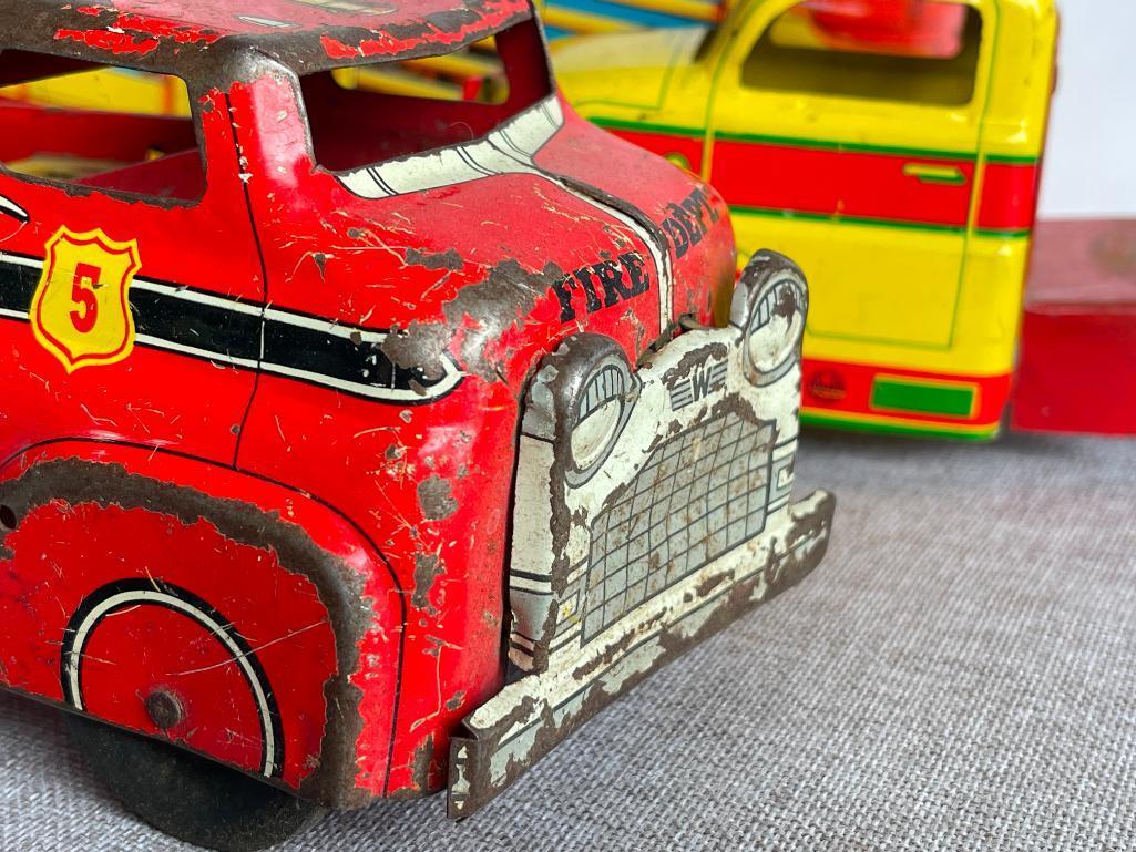 Group of Vintage Tin Toy Cars - All with Damage