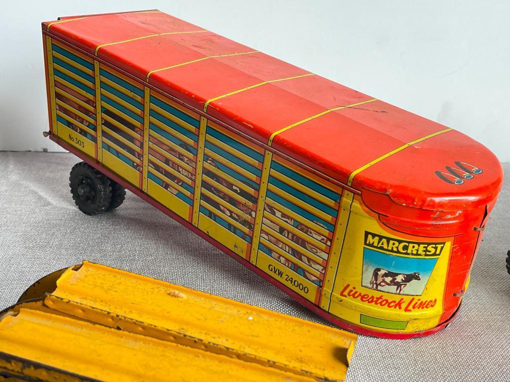 Group of Vintage Tin Toy Cars - All with Damage