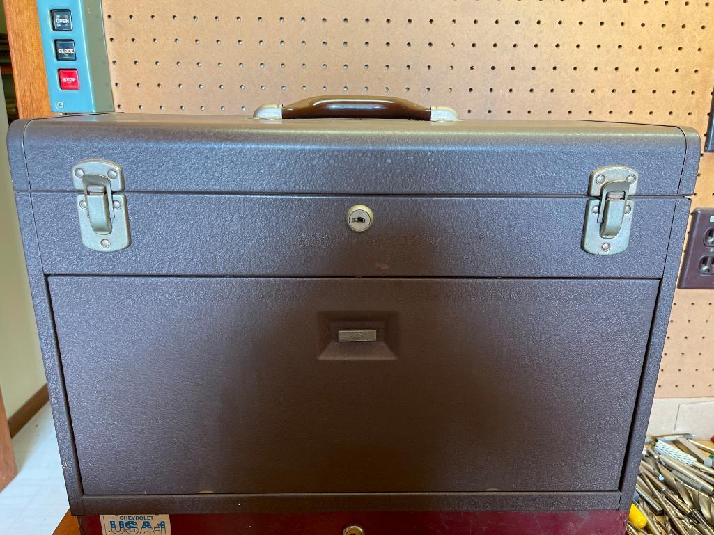 Vintage Kennedy Metal Tool Box with Drawer Stand