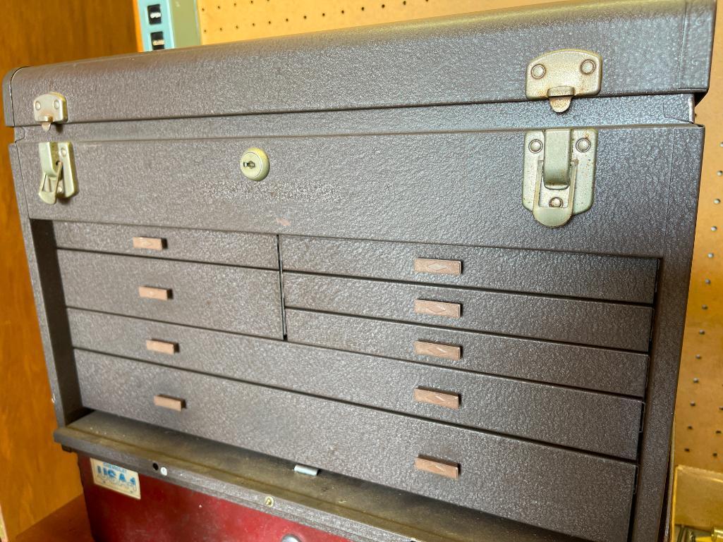 Vintage Kennedy Metal Tool Box with Drawer Stand