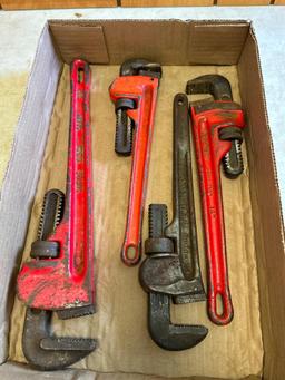 Group of 4 Steel Pipe Wrenches