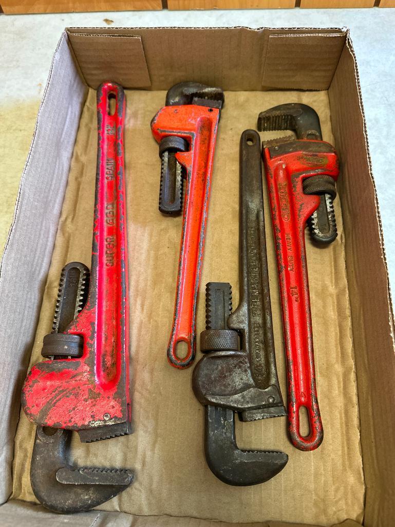 Group of 4 Steel Pipe Wrenches