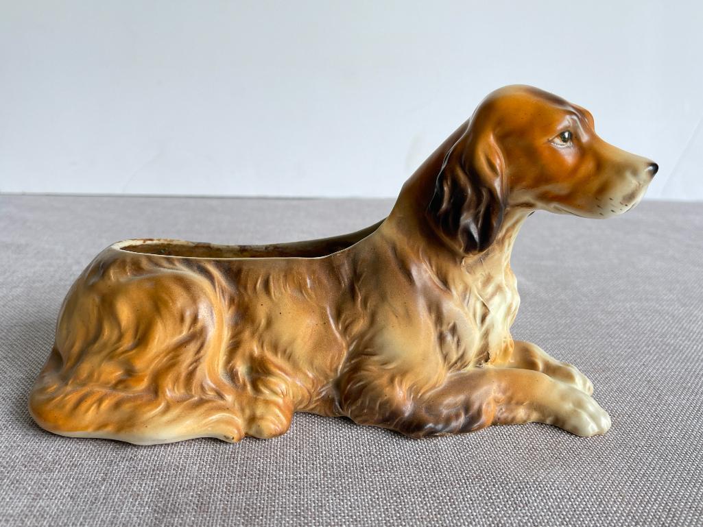 Vintage Ceramic Irish Setter Planter