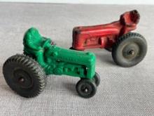 Pair of Vintage Hard Plastic Toy Tractors
