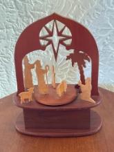 Wooden Musical Nativity Scene