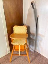 Vintage High Chair and Ironing Board
