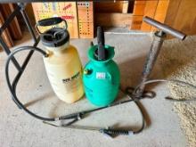 Two Sprayers and an Antique Tire Pump