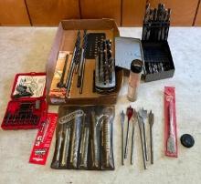 Group of Drill Bits That Includes Concrete, Spade Bits and Wood or Steel