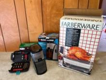 Unused Indoor Grill and Tool Kit Along with a Coffee Grinder