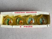 Set of Vintage Plastic Christmas Ornaments
