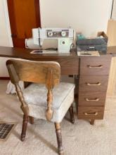 Vintage White Sewing Machine Cabinet