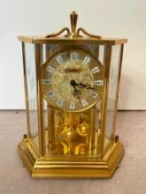 Kundo West German Brass and Glass Mantle Clock