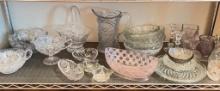 Large Lot of Clear Glass Serving Items