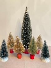 Group of Vintage Bottle Brush Christmas Trees