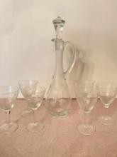 Tall Wine Decanter with Glasses