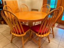 Oak Pedestal Claw Foot Table with 6 Chairs
