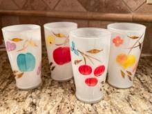 Set of Hand Painted Vintage Drinking Glasses