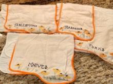 Group of Vintage Embroidered Flatware Protectors