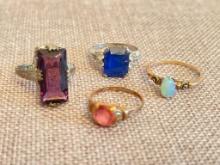 Group of 4 Vintage Costume Rings