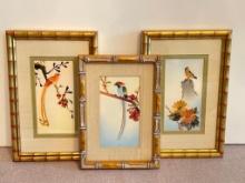Vintage Framed Bird Raised Art