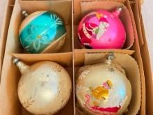 Group of 4 Large Glass Christmas Ornaments