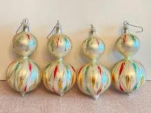 Group of 4 Vintage Glass Christmas Ornaments