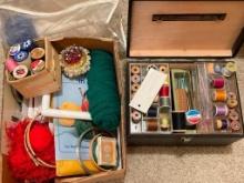 Vintage Sewing Box and Accessories