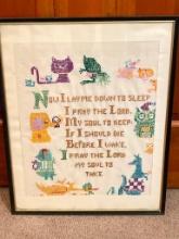 Framed Vintage Cross Stitched Piece