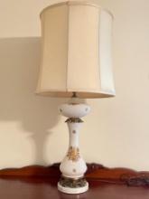Tall Vintage Hand Painted Glass Lamp