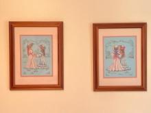 Pair of Framed Cross Stitched Pieces