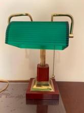 Vintage Desk Lamp with Glass Shade