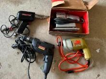 Craftsman and Black n Decker Electric Drills, Sauder Gun and Electric Sander